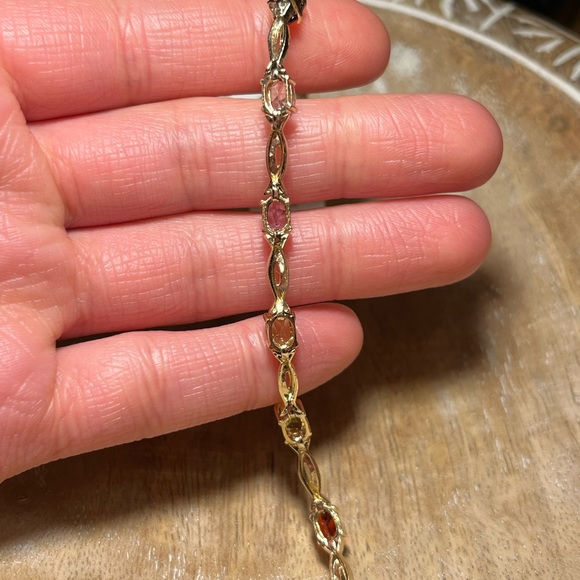 NWT Multi Genuine Gemstone & Diamond 18KT Gold Over Sterling Silver Bracelet - Picture 13 of 15